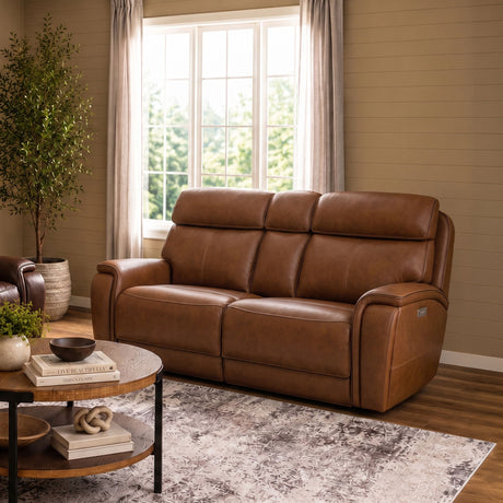 Walker Power Reclining Loveseat With Console, Power Headrest & Lumbar - Light Brown | Flexsteel