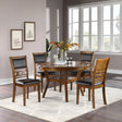Contemporary Dining 5pc Set Round Table w 4x Side Chairs Walnut Finish Rubberwood Unique Design - sold by Home Elegance USA