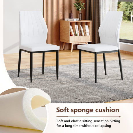 Table and chair set.64.5 x 35.4 Inch Stylish Black Wood Color Textured Dining Table.Paired with 4 Black - and - White PU Dining Chairs with Shell - pattern. Exudes A Strong Sense Of Fashion. - sold by Home Elegance USA