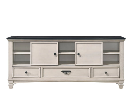 1pc Two-Tone Antique Finish 3 Drawers 2 Sliding Door Knob Pull Handle Vintage-inspired Metal Hardware Entertainment Console TV Stand - sold by Home Elegance USA