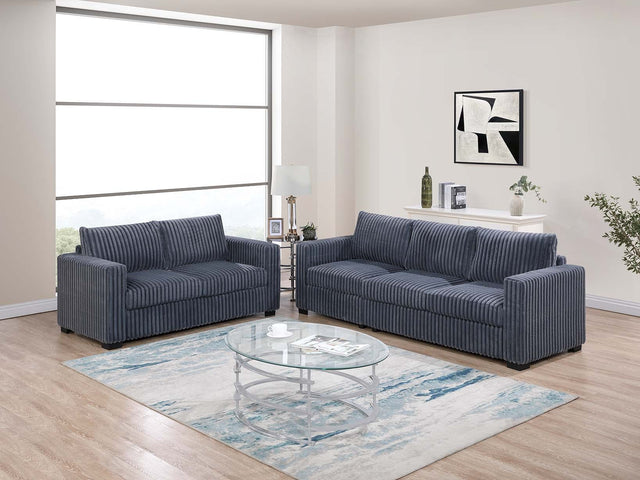 Uniform Design Elegant Simple Sofa And Loveseat 2pcs Sofa set Dark Gray Wide-Welt Corduroy Living Room Couch