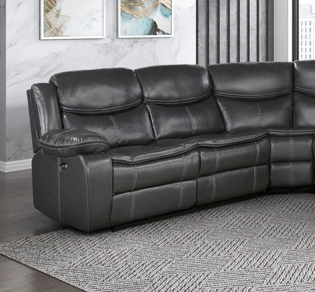 Modern 3-Piece Power Reclining Sectional with Right Side Console Dark Gray Breathable Faux Leather USB Ports Solid Wood Living Room Furniture - sold by Home Elegance USA
