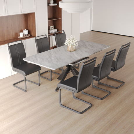 62.4' extendable 78.15' dining Table Set for 6-8 Person for Dining Room,C-shaped Tube Soft padded armless dining chair and Very large Dining Room Table Kitchen Table Chair Set with metal Legs - sold by Home Elegance USA