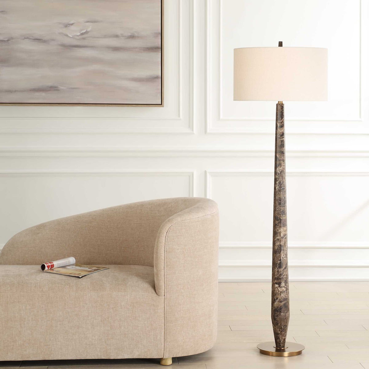 Tyree Marble Floor Lamp - Dark Brown by Uttermost - View 2