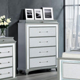 Glamour Style 1pc Chest Faux Crystal Trim LED Acrylic Handles Ball Bearing Glides Gray Finish Bedroom Furniture