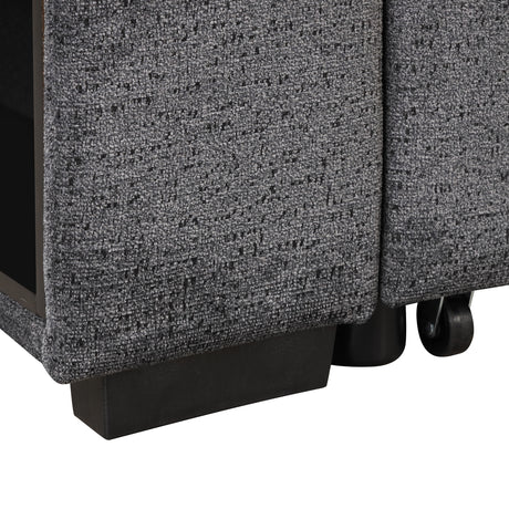 Reversible Sleeper Sectional Sofa Bed with Side Shelf and 2 Stools, Pull-Out L-Shaped Sofa Bed, Velvet Blue Black - sold by Home Elegance USA