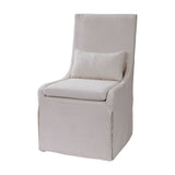 Coley Linen Armless Chair White - Beige by Uttermost - View 3
