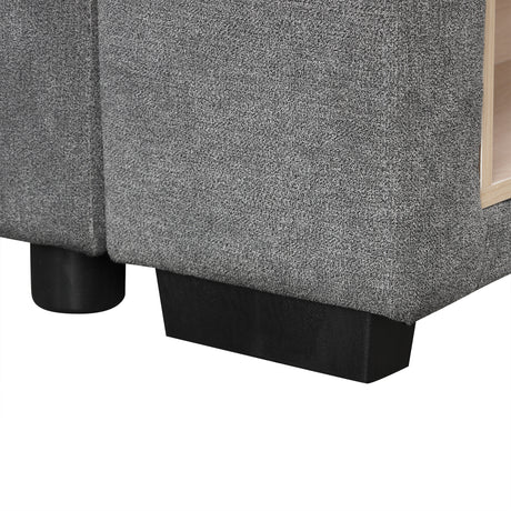 Modern Grey U-Shaped Sectional Sofa Bed with USB Ports, Storage Chaise & Pillows, Chenille Fabric, 109' - sold by Home Elegance USA