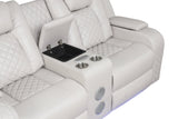 Benz LED & Power Reclining Loveseat Made With Faux Leather in Ice - 659436352759 - Home Elegance USA - 7