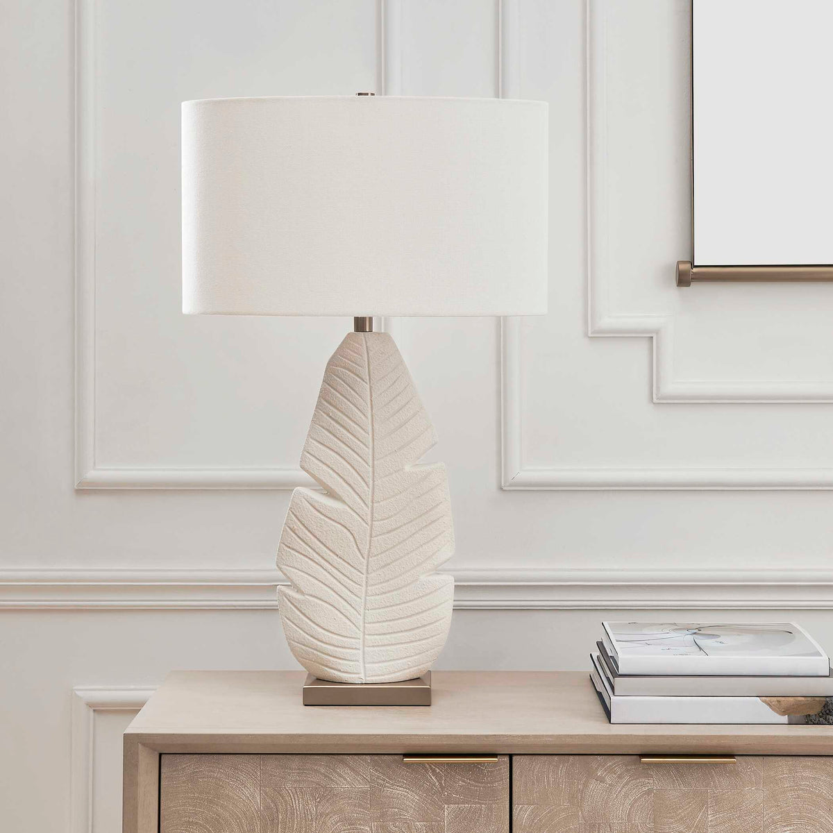 Palm Leaf Table Lamp - White by Uttermost - View 3
