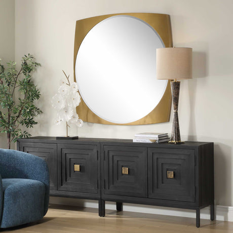 Neilia Round Mirror Brass - Gold by Uttermost - View 3