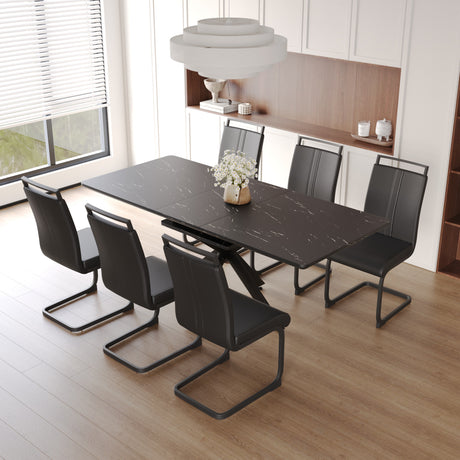 62.4' extendable 78.15' dining Table Set for 6-8 Person for Dining Room,C-shaped Tube Soft padded armless dining chair and Very large Dining Room Table Kitchen Table Chair Set with metal Legs - sold by Home Elegance USA
