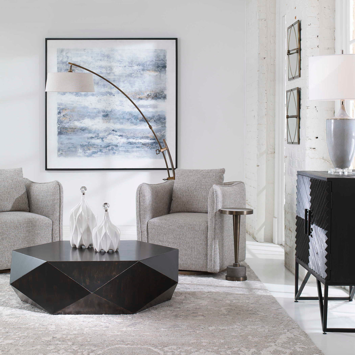 Corben Swivel Chair - Gray by Uttermost - View 5