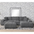 Plather Charcoal Grey Upholstered Sectional Chaise Sofa - sold by Home Elegance USA