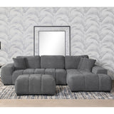 Plather Charcoal Grey Upholstered Sectional Chaise Sofa