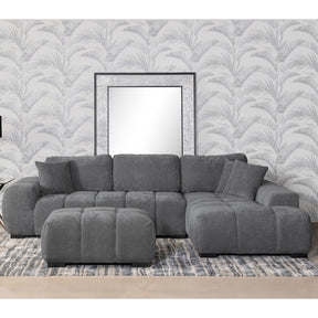 Plather Charcoal Grey Upholstered Sectional Chaise Sofa - sold by Home Elegance USA