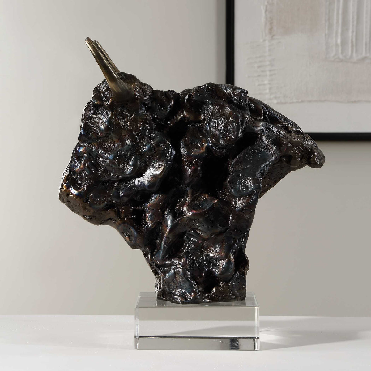 Bison Bust Bronze Sculpture by Uttermost - View 3