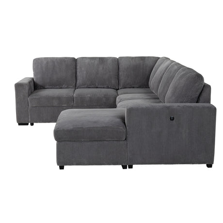 Modern Melody Grey Sectional Sofa with Pullout Bed Feature in 100% Polyester Fabric - sold by Home Elegance USA