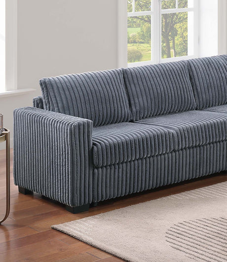 Modern Style L-Shape 4pc Sectional Set Dark Gray Finish Reversible Loveseat USB Ports Cup Holder Armless Chair Plastic Legs Corduroy Upholstered Primary Living Room - sold by Home Elegance USA