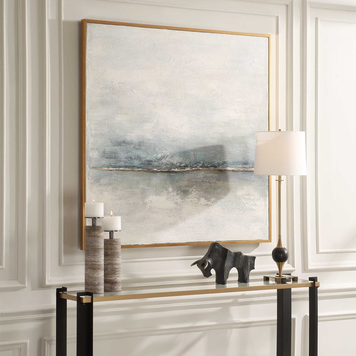 Foggy Morning Abstract Art - Light Brown by Uttermost - View 3