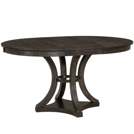 TREXM 5-Piece Retro Functional Dining Table Set Extendable Round Table and 4 Upholstered Chairs for Dining Room and Living Room (Espresso) - sold by Home Elegance USA
