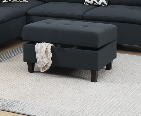 Living Room Furniture Black Cushion Sectional w Ottoman Linen Like Fabric Sofa Chaise - sold by Home Elegance USA
