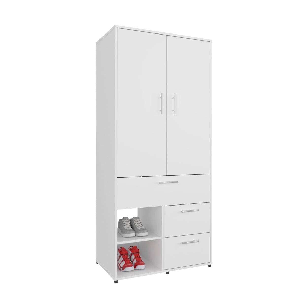 Armoire 70.90' H, 2 Doors, 3 Drawers, 2 Shelves, 6 Legs, White - Bedroom - sold by Home Elegance USA