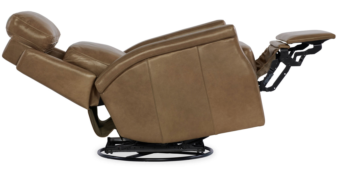 Kaufman ZG Swivel Power Recliner With Pop-Up Headrest - Light Brown by Hooker Furniture - View 10