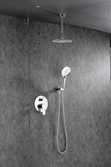 Black Shower System, Ceiling Rainfall Shower Faucet Sets Complete of High Pressure, Rain Shower Head with Handheld, Bathroom 10\\\'\\\' Shower Combo with Rough-in Valve Included