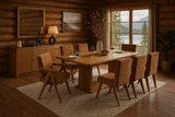 Zoey 8-Piece Light Oak Finish Dining Set with Upholstered Chairs and Matching Server