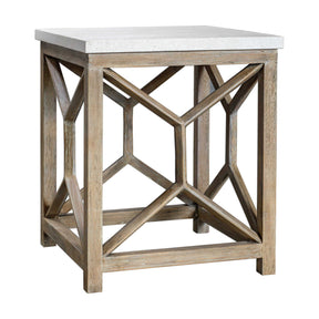 Catali Stone End Table White & Light Brown - White / Light Brown by Uttermost - View 1
