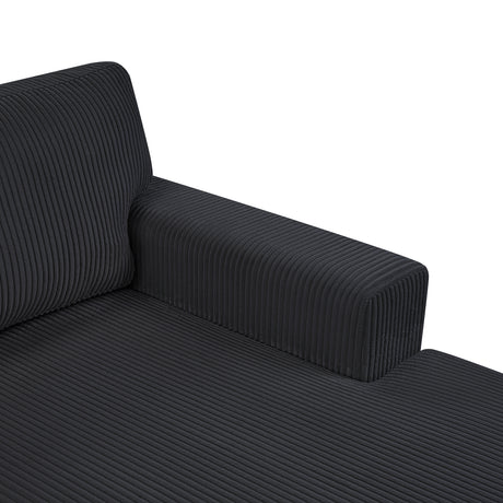 Oversized Sectional Sofa 115.3' U-Shaped Sofa with Chaise Lounge and Three Soft Throw Pillows, Black Corduroy Fabric - sold by Home Elegance USA