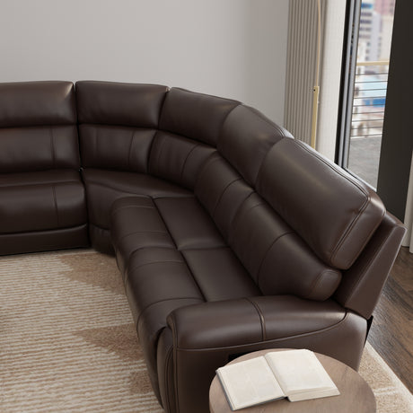 6-Piece Leather Power Sectional in Brazil Tobacco - sold by Home Elegance USA