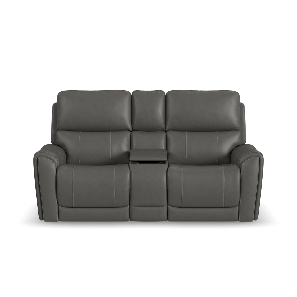Carter Power Reclining Loveseat With Console & Power Headrests & Lumbar - Smoke | Flexsteel