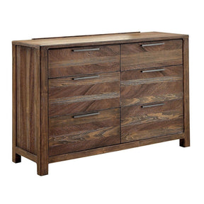 Contemporary 1pc Dresser Only Felt-Lined Top Drawers Black Bar Pull Rustic Natural Tone Bedroom Furniture