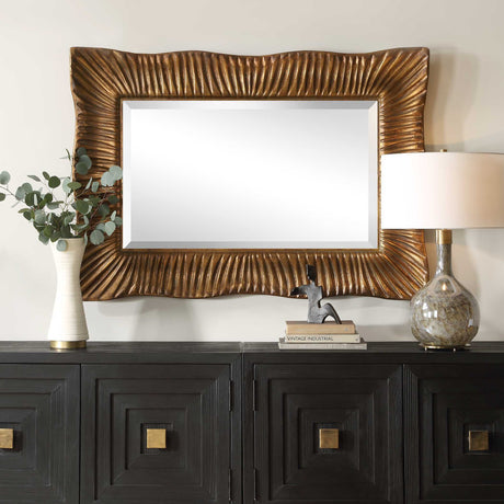 Emerson Scalloped Antique Gold Mirror by Uttermost - View 4