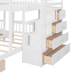 Full Over Twin & Twin Bunk Bed, Wood Triple Bunk Bed with Drawers and Guardrails,White (OLC SKU:LT000443AAK-1) - sold by Home Elegance USA