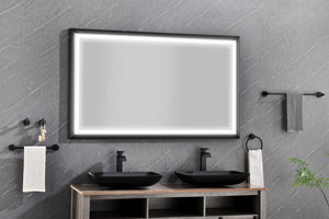 72in. W x 36in. H Oversized Rectangular Black Framed LED Mirror Anti - Fog Dimmable Wall Mount Bathroom Vanity Mirror HD Wall Mirror Kit For Gym And Dance Studio 36X 72Inches With Safety Ba - W127290280 - image - 17