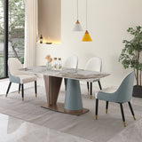 71" Pandora color sintered stone dining table with 6 pcs Chairs | Home Elegance USA