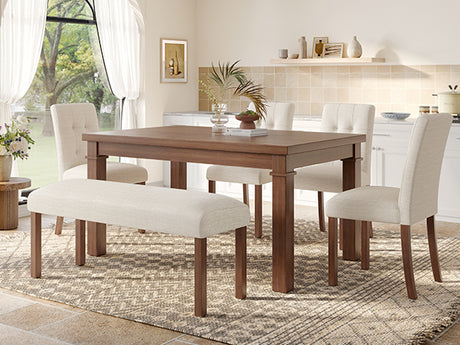 6-Piece Modern Dining Set, Rectangle Kitchen Table with 4 Upholstered Chairs & Bench, Ideal for Dining Room and Living Room, (Easy Assembly, Space Saving) - sold by Home Elegance USA