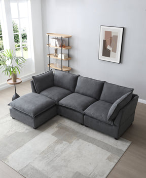 Modern Sectional Sofa,L-Shape Linen Fabric Corner Couch Set with Convertible Ottoman for Living Room, Apartment, Office,Grey,3 Colors - sold by Home Elegance USA