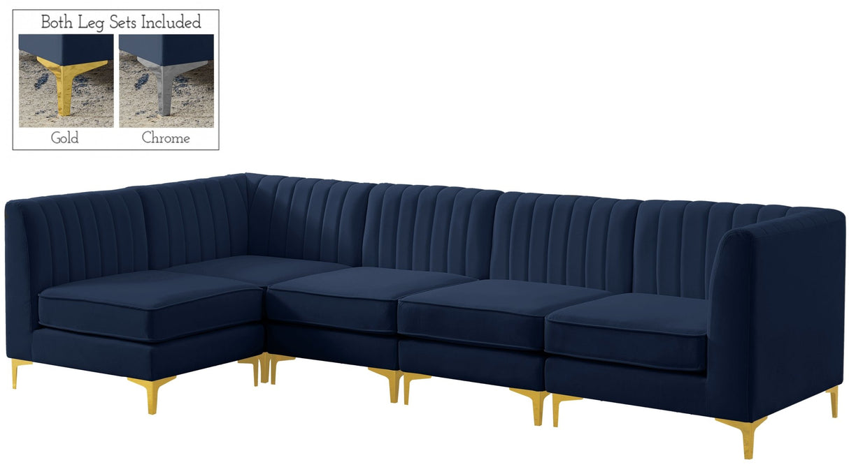 Alina - Modular Sectional 5 Piece - Navy - Fabric - 604Navy - Sec5B - Home Elegance USA - 5