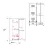 Armoire, 4 Doors, 2 Drawers, 3 Shelves, 70.9' H, Natural Oak  - Bedroom - sold by Home Elegance USA