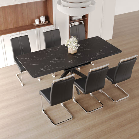 62.4' extendable 78.15' dining Table Set for 6-8 Person for Dining Room,C-shaped Tube Soft padded armless dining chair and Very large Dining Room Table Kitchen Table Chair Set with metal Legs - sold by Home Elegance USA