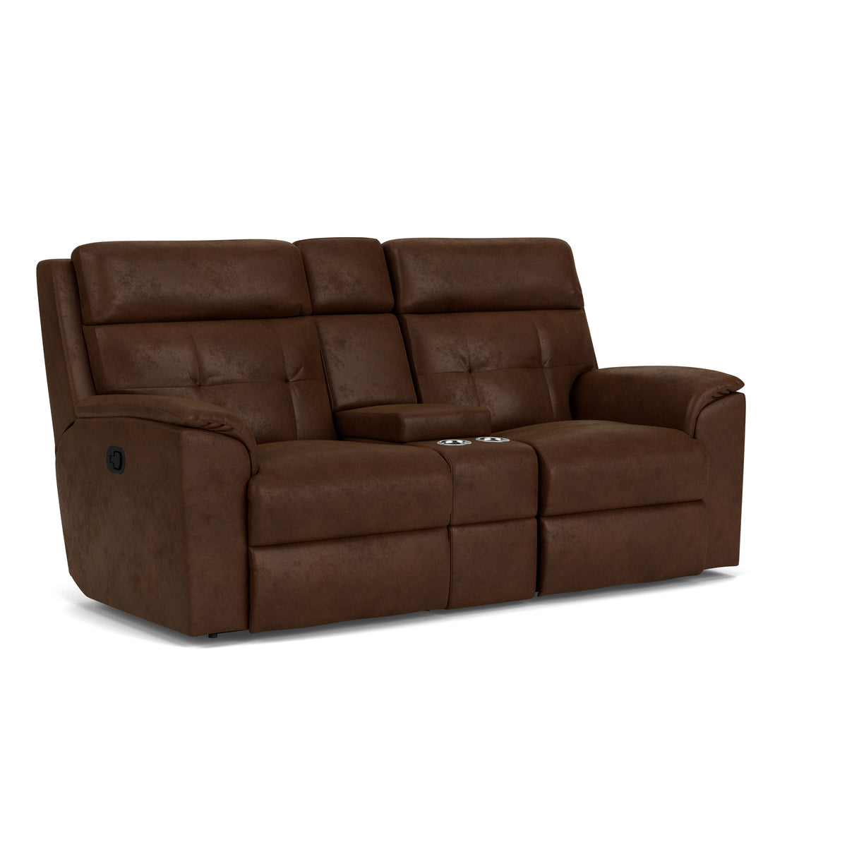Mason Transitional Fabric Reclining Loveseat With Console | Flexsteel