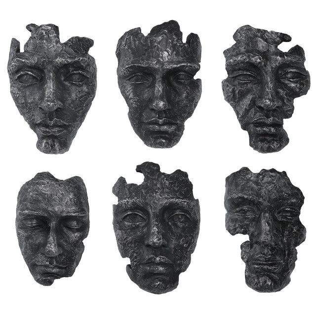 Self-Portrait Metallic Wall Decor (Set of 6) - Black by Uttermost - View 1