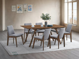 Casual Dining Furniture Set 7pc Walnut Finish Dining Table and Upholstered Chairs Wooden Kitchen Set