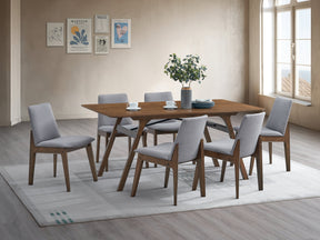 Casual Dining Furniture Set 7pc Walnut Finish Dining Table and Upholstered Chairs Wooden Kitchen Set - sold by Home Elegance USA