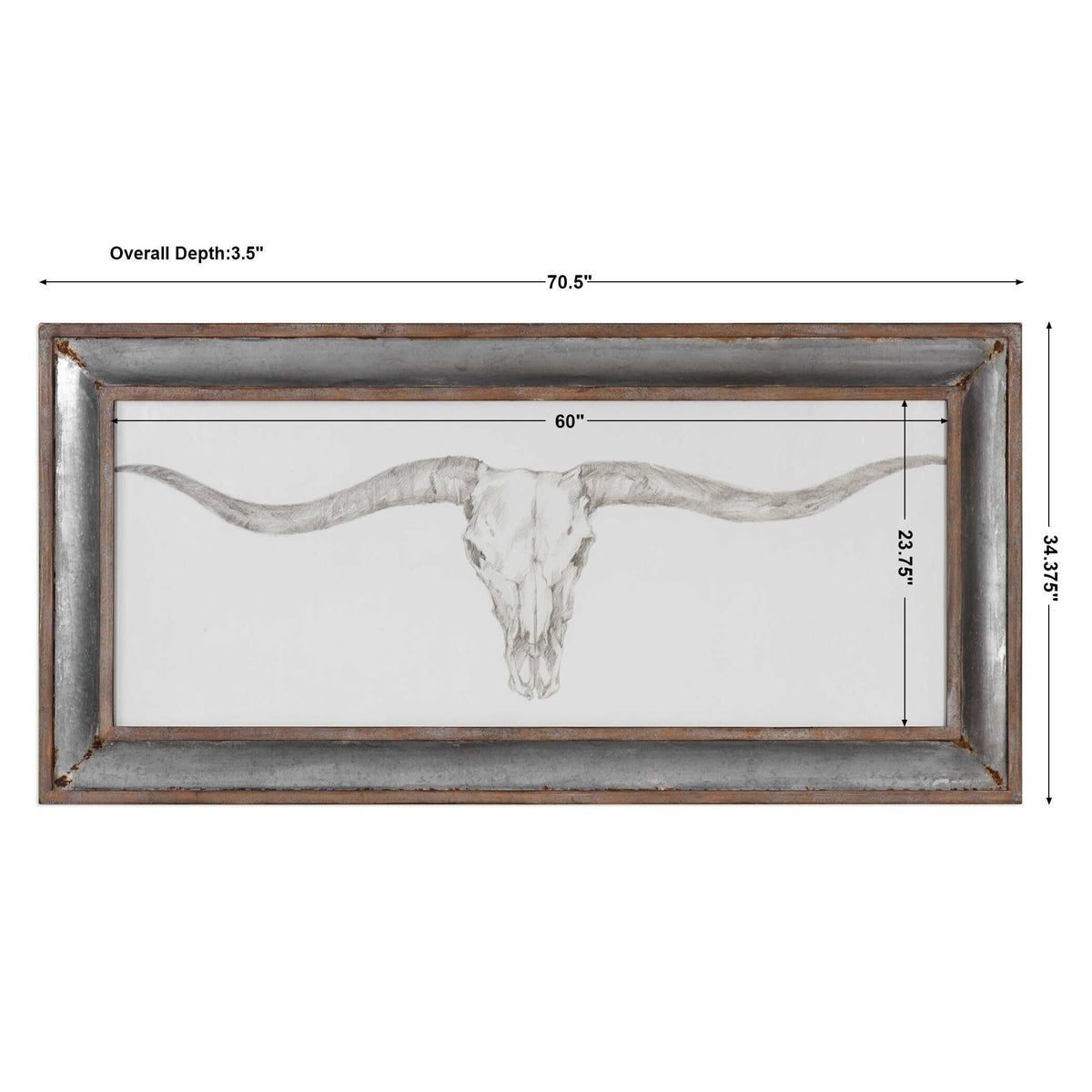 Western Skull Mount Print - Silver by Uttermost - View 3