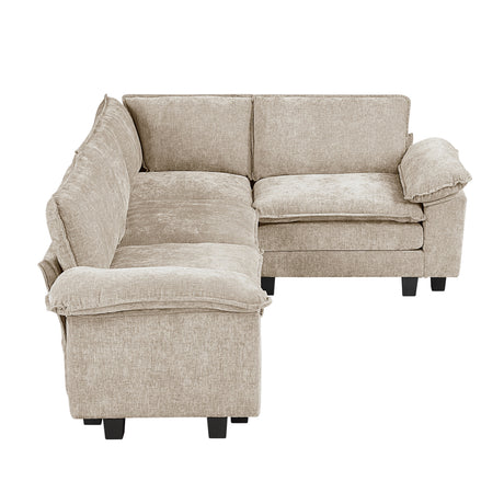 Modern Contemporary 4-Piece Modular Sectional Plush Comfort Taupe Chenille Upholstery Living Room Furniture Durable Plywood - sold by Home Elegance USA